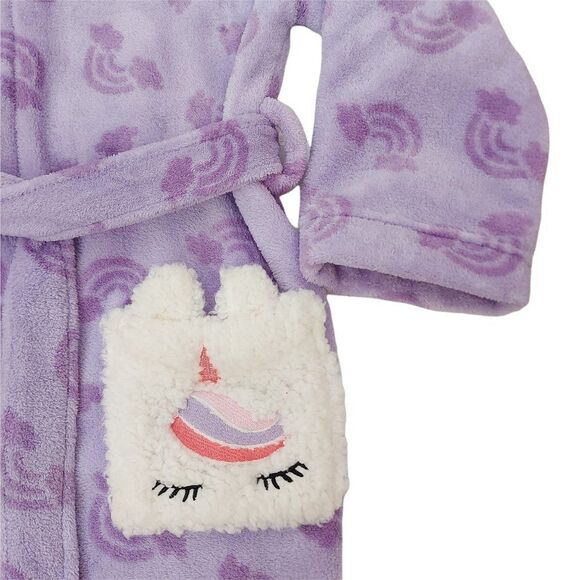 Pekkle Girls Robe 10-12 Purple Hooded Fleece Soft Fabric Comfy Cozy Warm - Picture 5 of 8